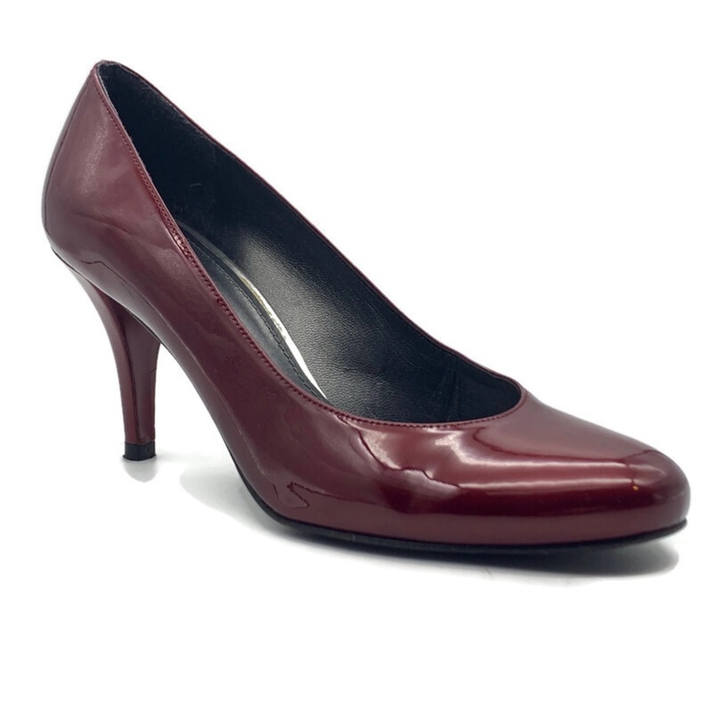 Stuart Weitzman Burgundy Patent Leather Round Toe Pump